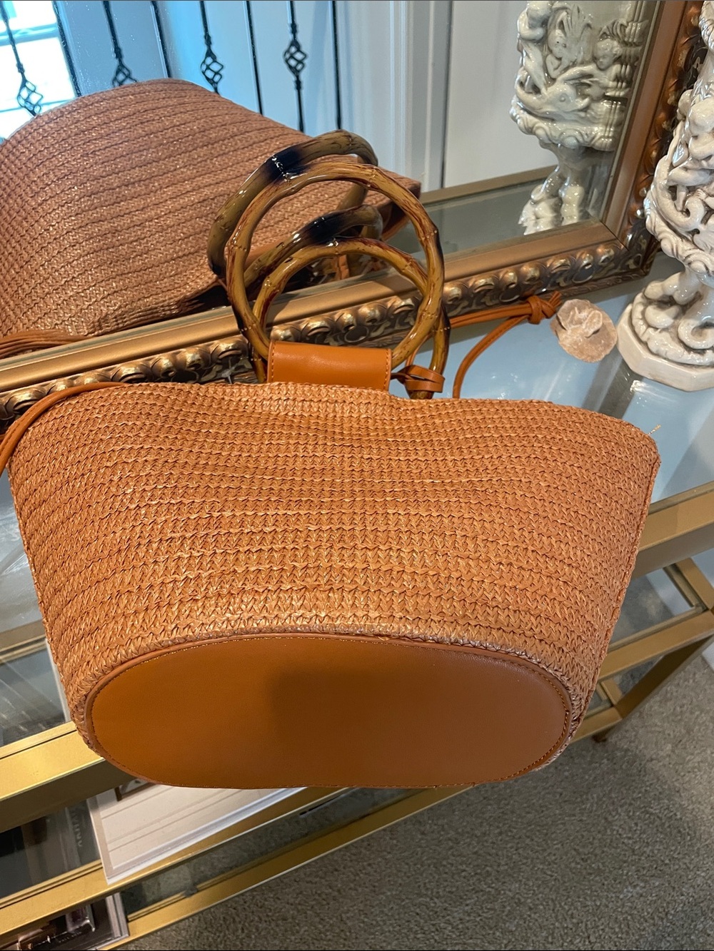 Kendall+kylie Woven Straw Tote Bag with Bamboo Handles - Picture 3 of 6